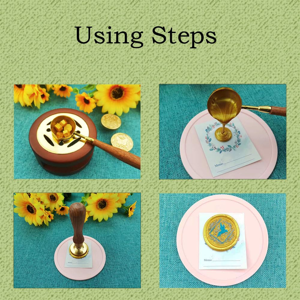 Starry Deer Wax Sealing Stamp with Removable Brass Head Wooden Handle - Retro Vintage Animal Sealing Wax Stamp for Letter Cards Invitations