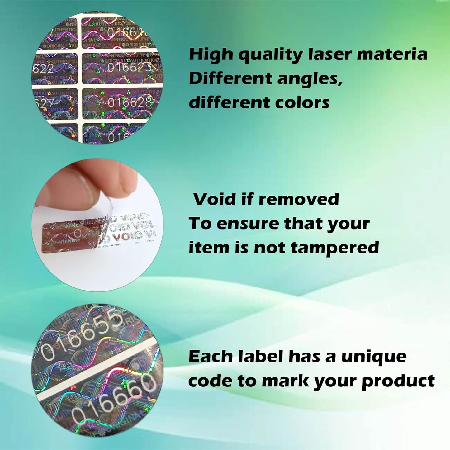 Hologram Tamper Evident Stickers 280pcs Warranty Void Seal Original Genuine Authentic High Security Labels/Stickers with Unique Serial Number (0.78x0.4inch, Silver)
