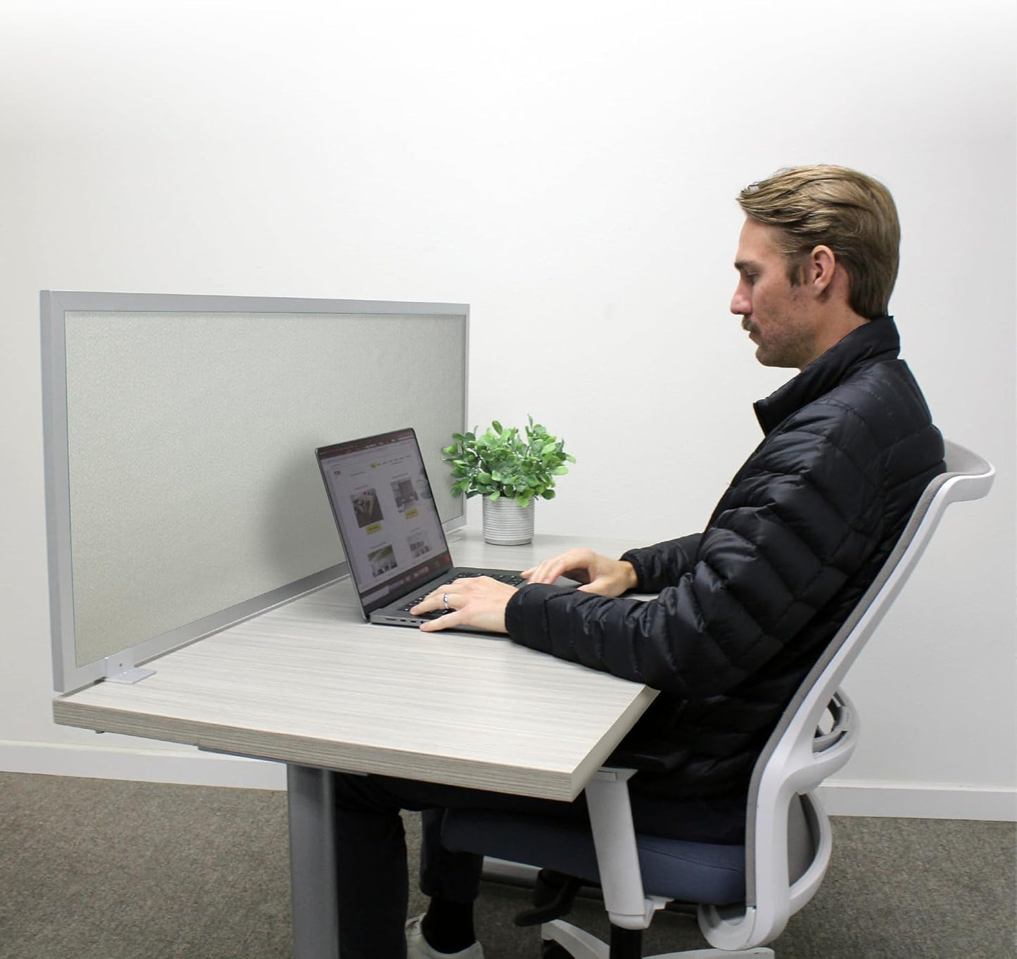 OBEX Acoustic Mounted Screen Privacy Panel Table Top Separator, Sound Blocking Desk Divider (Overcast, 24" X 36")