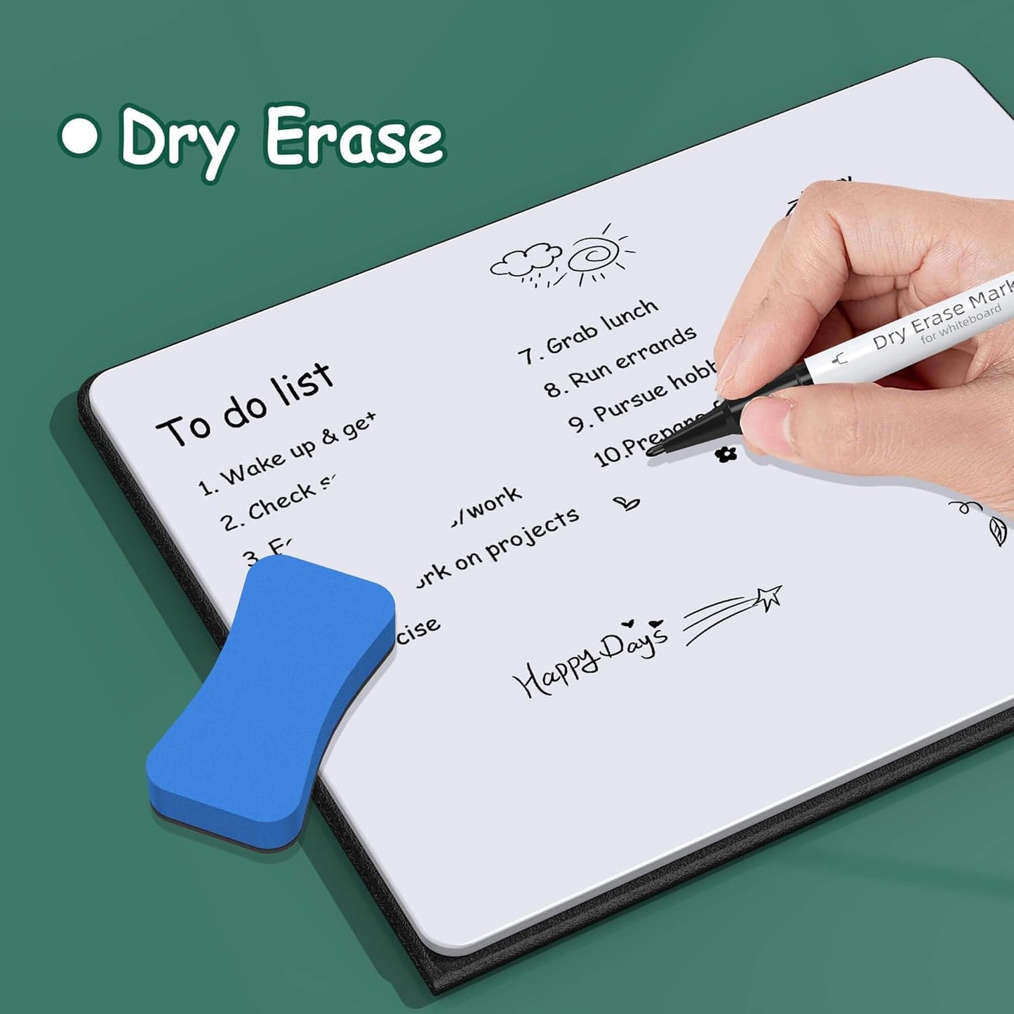 Small Desktop Dry Erase Board, 9.5x7 Magnetic Planner Desk White Board with Stand, Portable Whiteboard for Office Home School Supplies MH780 (M1 Blank (Blue))