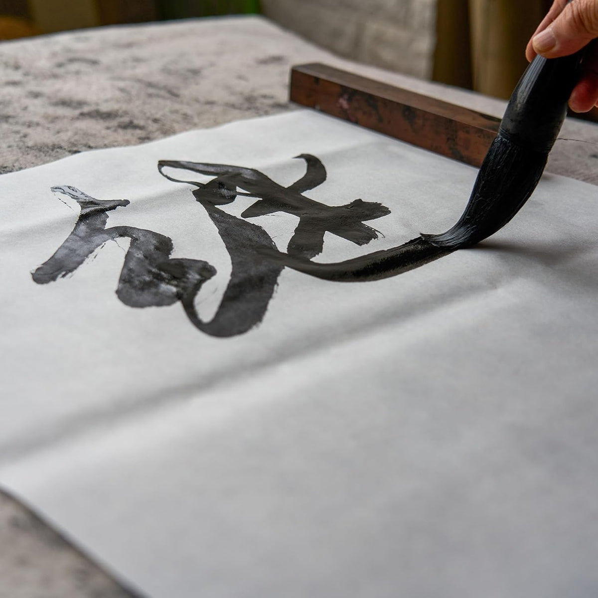 PATIKIL Xuan Paper, 100 Sheets Rice Paper with MI' Grid, Chinese Calligraphy Practice Paper for Calligraphy Practice, Half Raw Ripe Xuan, 5"x15" (White)