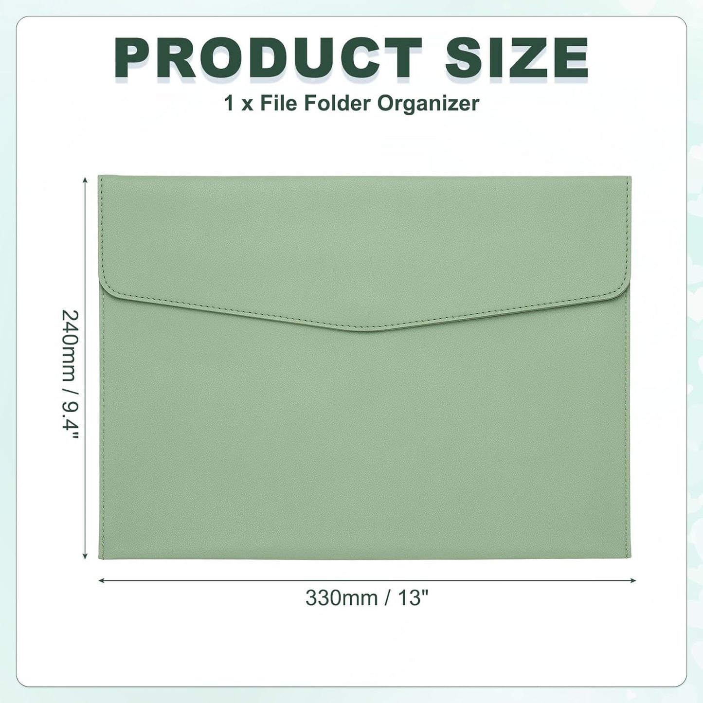 PATIKIL PU Leather A4 File Folder, Document Holder Filing Organizer Portfolio Envelope Folder Case with Snap Closure for Letter Receipt Style 2, Green