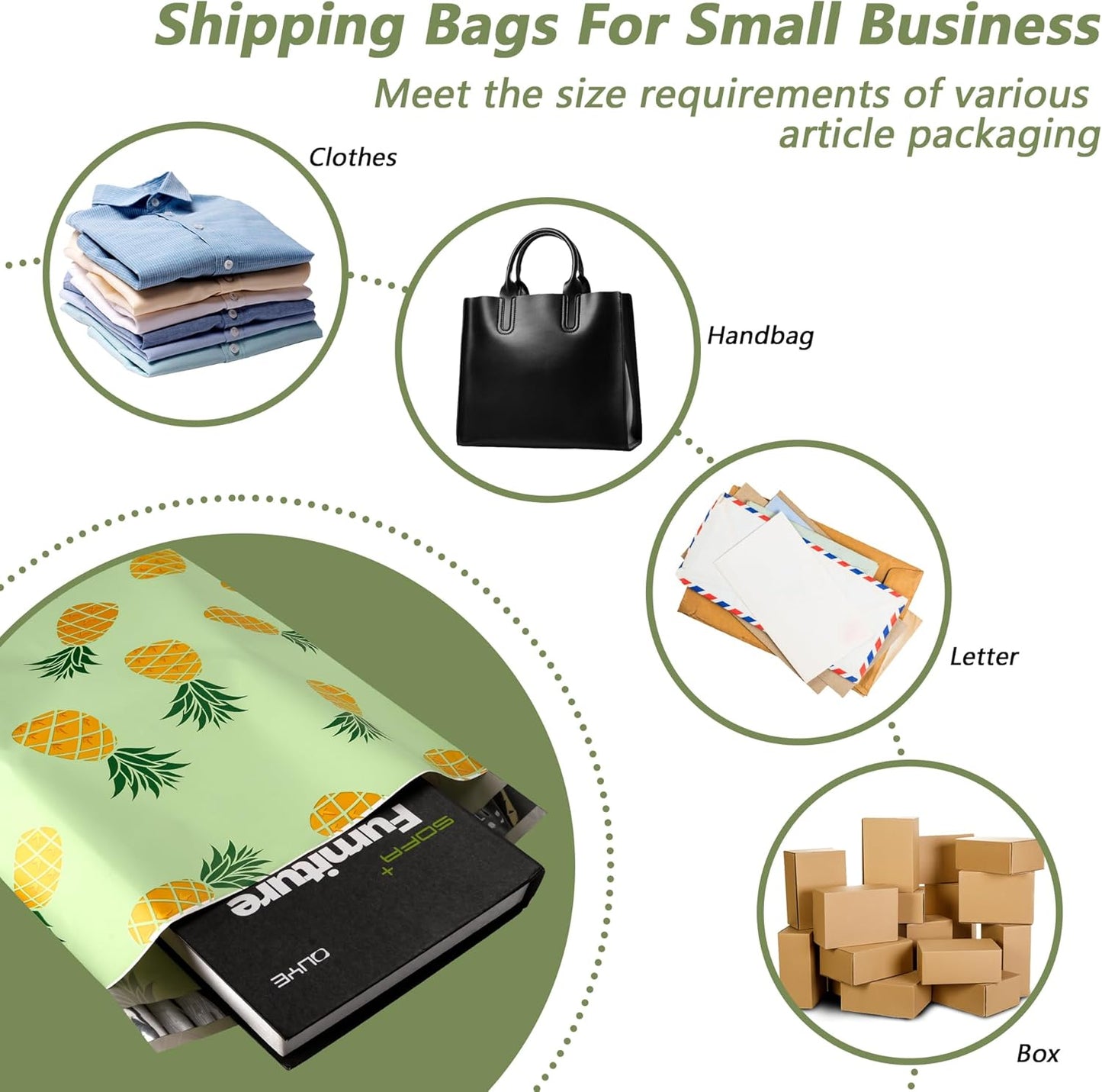 Poly Mailers 10x13 Inch 100 Pcs - Pineapple printed Shipping Bags, 2.4mil Thickness, Waterproof and Tear Resistant Mailing Envelopes, Self-Sealing Packaging Bags for Small Business