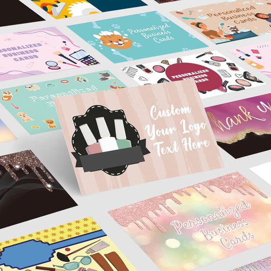 Custom Business Cards Customizable with Logo Text,Personalized Business Cards Photo Printable Nails Cards 1000 500 200 100 Double Sided Customize Cards for Small Business Waterproof