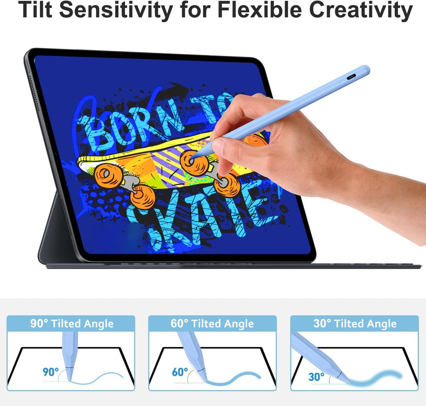 Stylus Pen for iPad Apple: Fast Charge for Pencil Apple Pen with Palm Rejection Tilt Sensitivity - Pen for iPad 10/9/8/7/6, iPad Pro 12.9"/11"/13" M4, iPad-mini 6/5, iPad-Air 5/4/3/M2 Blue