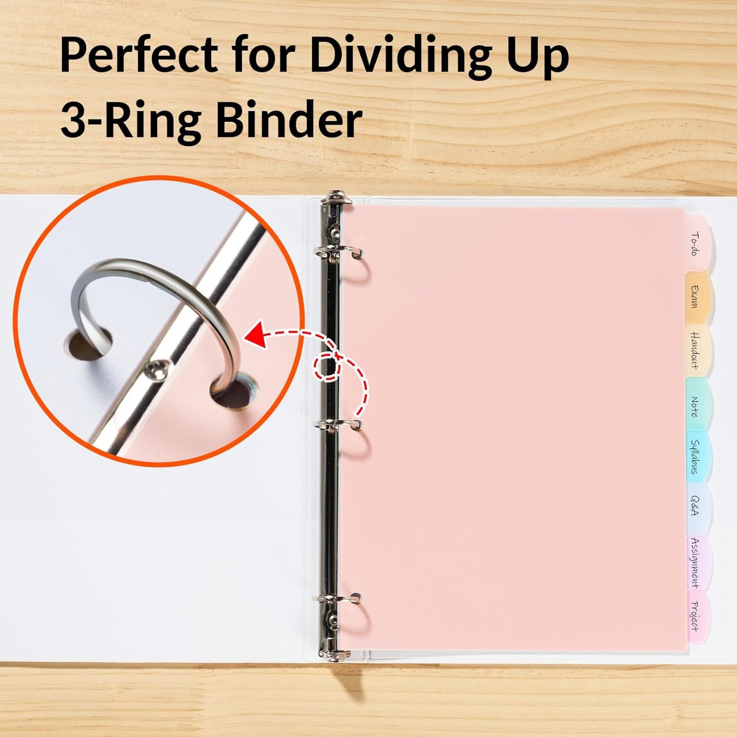 Sooez 8 Tabs Long-Lasting Plastic Write & Erase Large Tabs Dividers for 3 Ring Binder, Aesthetic Cute Pastels Binder Dividers for Student, Teacher, Office, Home Organizers, 2 Sets, Muted