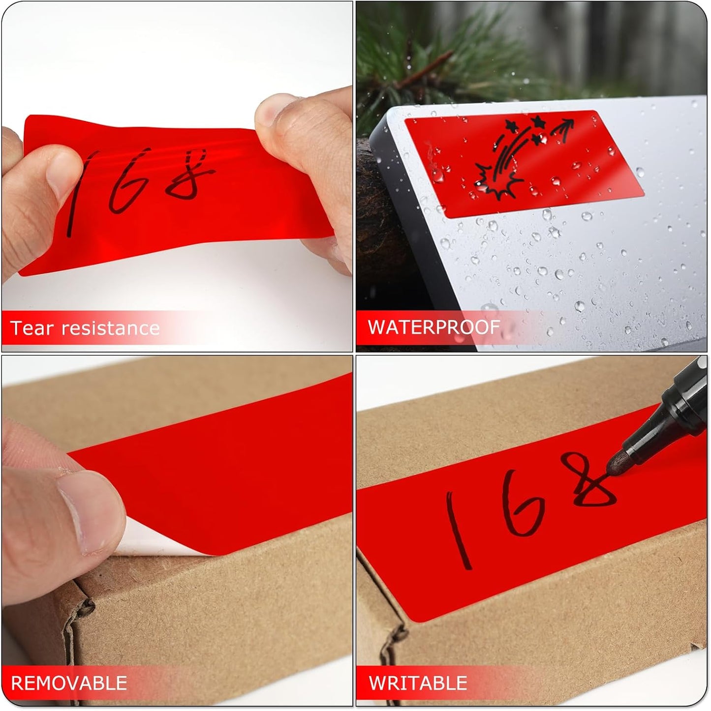 Red Rectangle Stickers 4 x 2 Inch Color Coding Labels Vinyl Roll Self-Adhesive Waterproof Removable 500 PCS