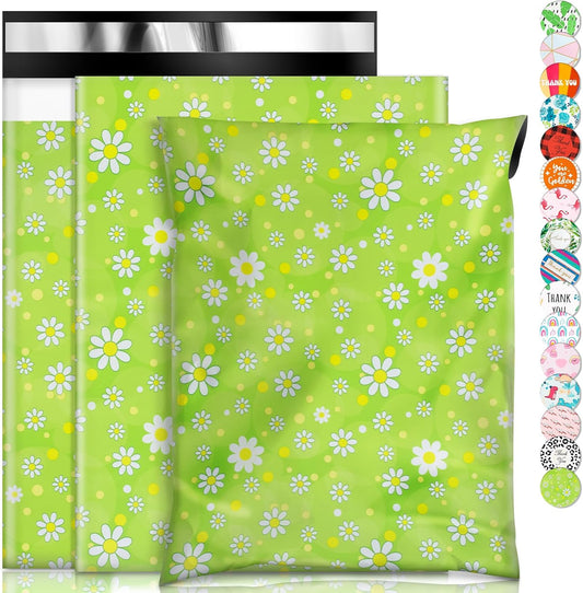 Oududianzi Poly Mailers 6X9, 100Pack Shipping Bags, Fashion Shipping Envelopes, Plastic Packaging Bags, Self-Seal Polymailers, Mailing Poly Bags for Business, Clothing (Daisy)