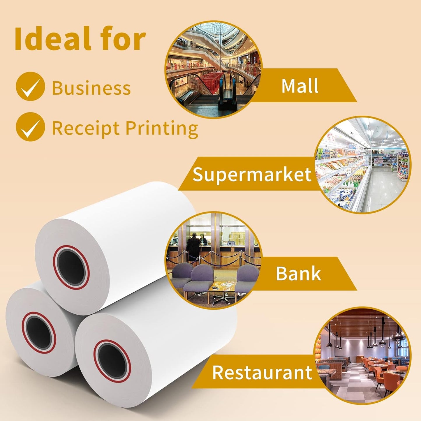 MFLABEL® 100 Rolls 2 1/4" x 85' Thermal Paper Cash Register POS Receipt Paper