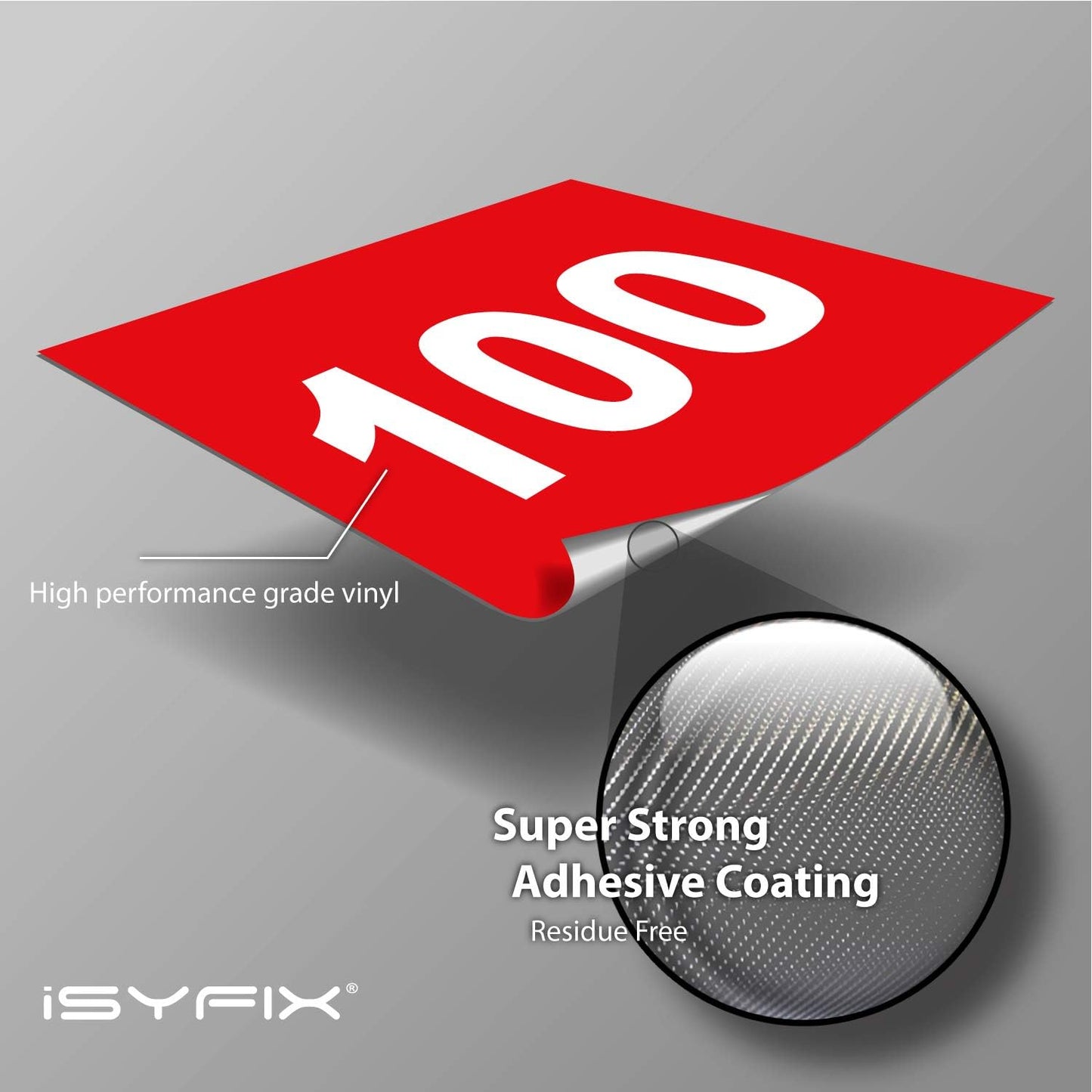 iSYFIX Red Consecutive Number Stickers – 1 to 100, 4-inch, 1 Set – Vinyl Self Adhesive Premium Decal, Ideal for Inventory, Storage, Organizing, Boxes, Bins, Toolbox, Lockers & More, Indoor/Outdoor