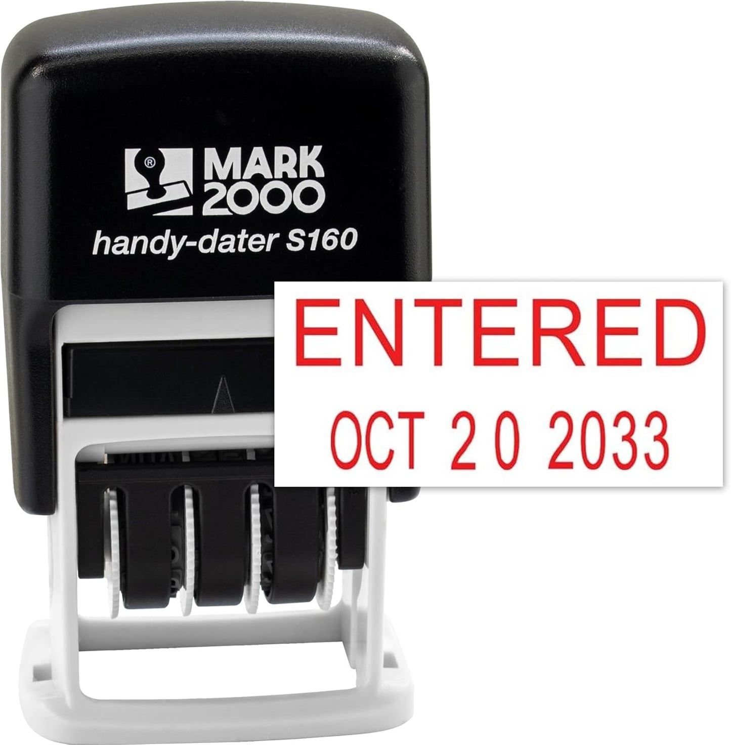 Mark 2000 Self-Inking Rubber Date Office Stamp with Entered Phrase & Date - Red Ink (Handy-Dater S160), 12-Year Band