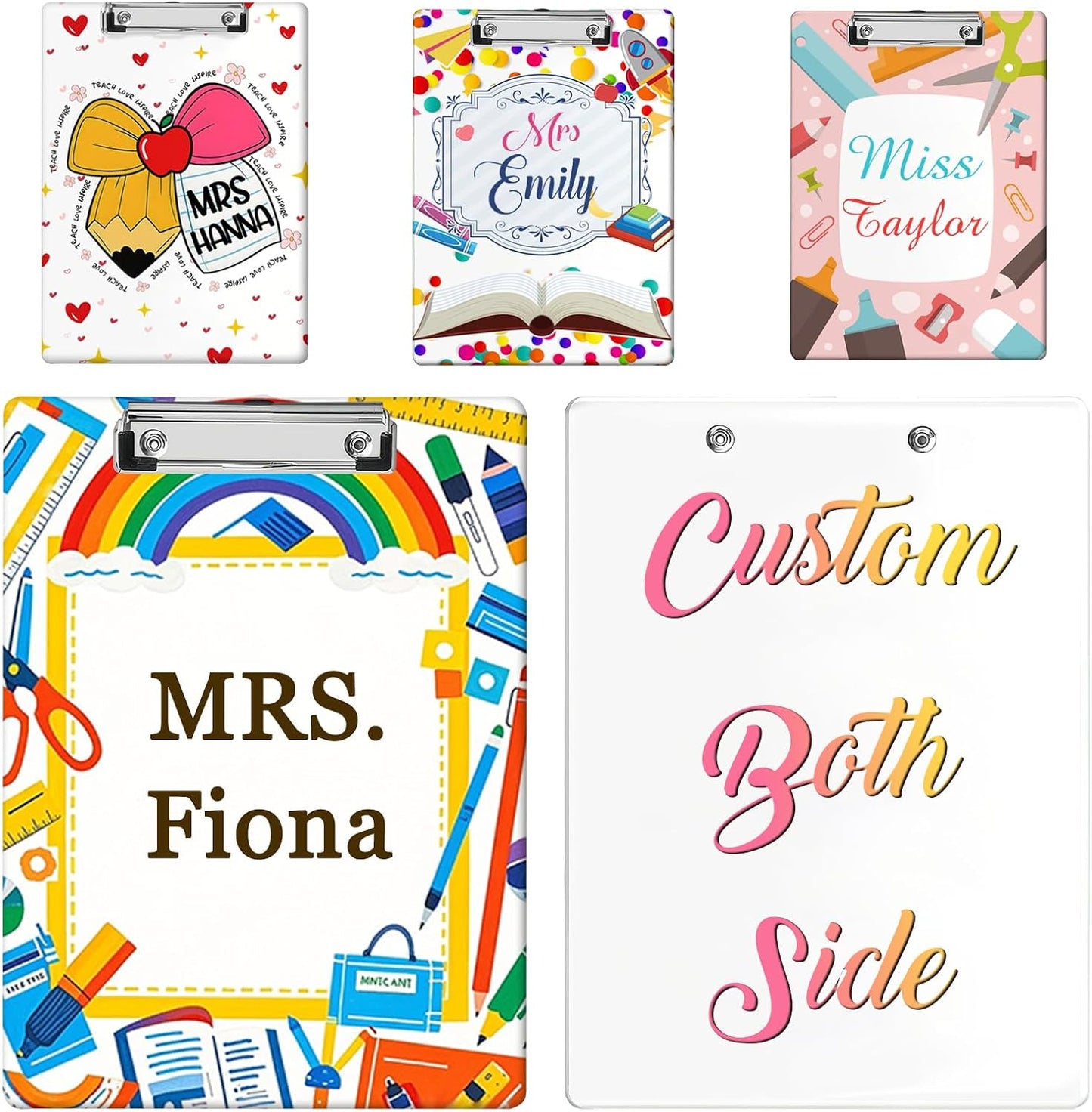 Custom Acrylic Clipboard with Name Logo Personalized Decorative Clipboard for Kids Women Men Custom Gift for Teachers Nurses Coaches Office