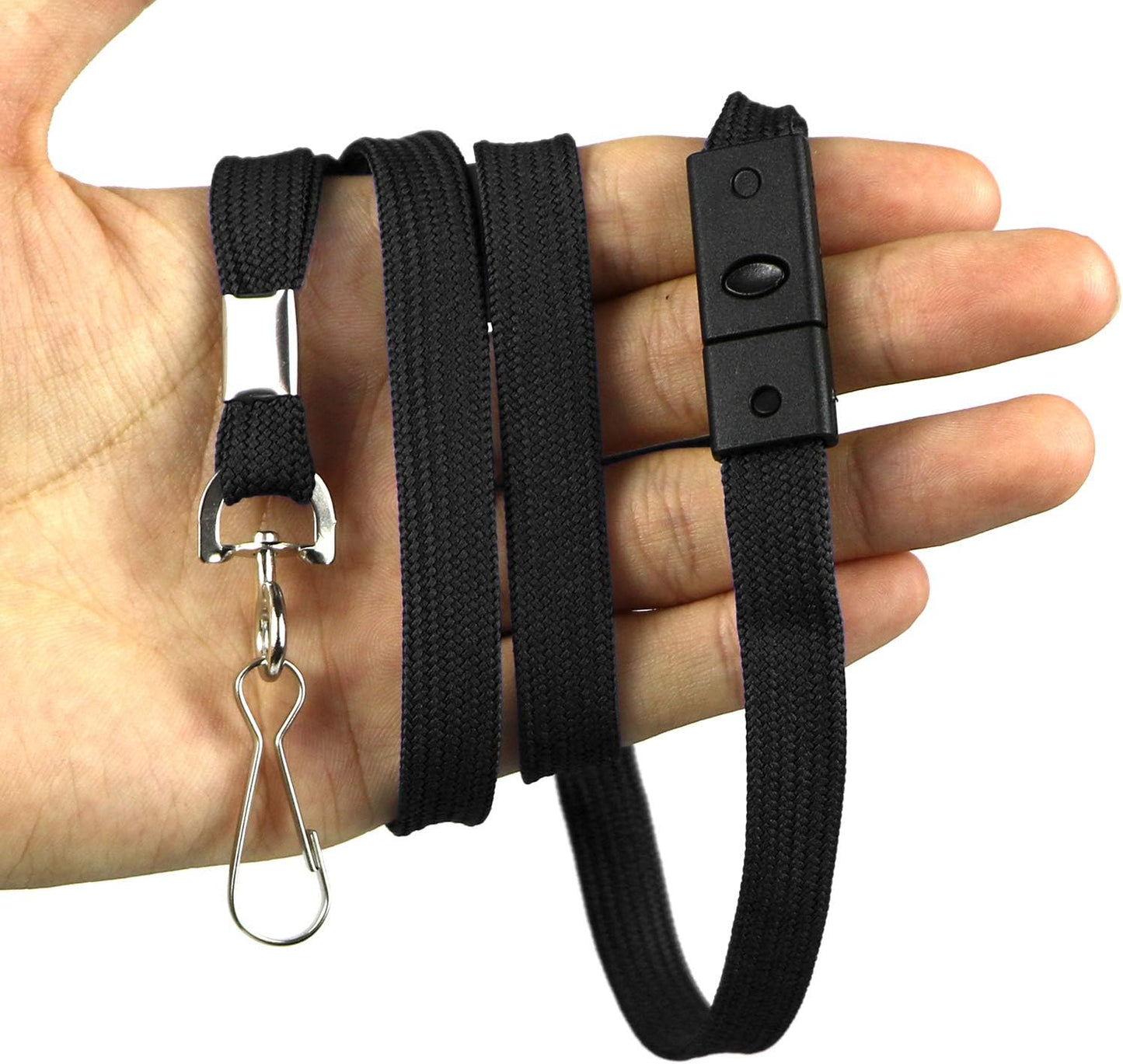 Safety Breakaway Lanyard with J-Hook Flat Lanyards for ID Badges Cruise Lanyard Bulk Preimum Lanyards for Women/Men Business Card NameTag Holder Lanyards Employee Students (Black, Breakaway 50 Pack)
