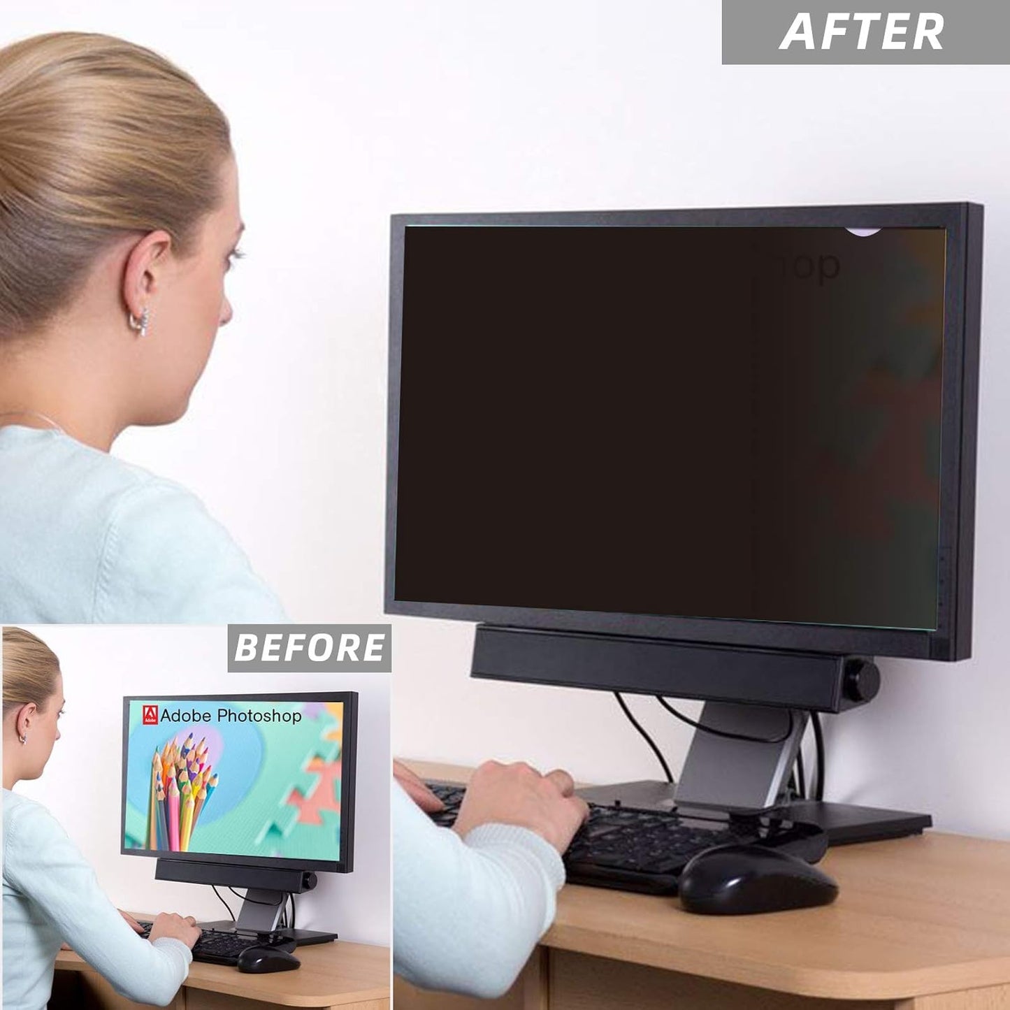 22 inch Computer Privacy Screen Filter - Suitable for 16:10 Aspect Ratio Widescreen Monitor - Blue Light Filter - Anti-Glare & Anti-Scratch Protector Film (22" Widescreen (16:10))