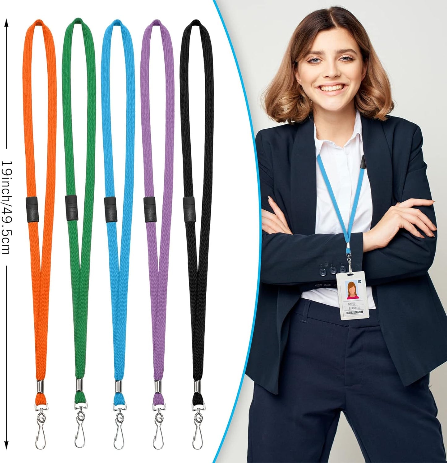 Windyun Breakaway Lanyards for ID Badges Bulk Lanyards Strap with J Hook Flat Lanyards School and Office Supplies