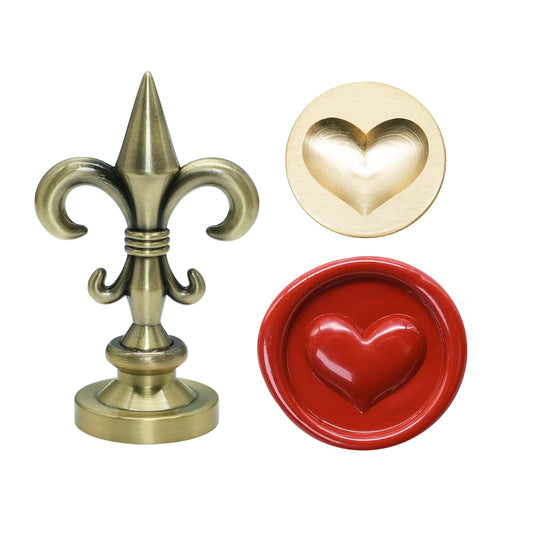 SWANGSA 3D Heart Wax Seal Stamp, Vintage Electroplated Bronze Flower Handle Sealing Stamp for Wedding Party Invitations Gift Idea Decoration