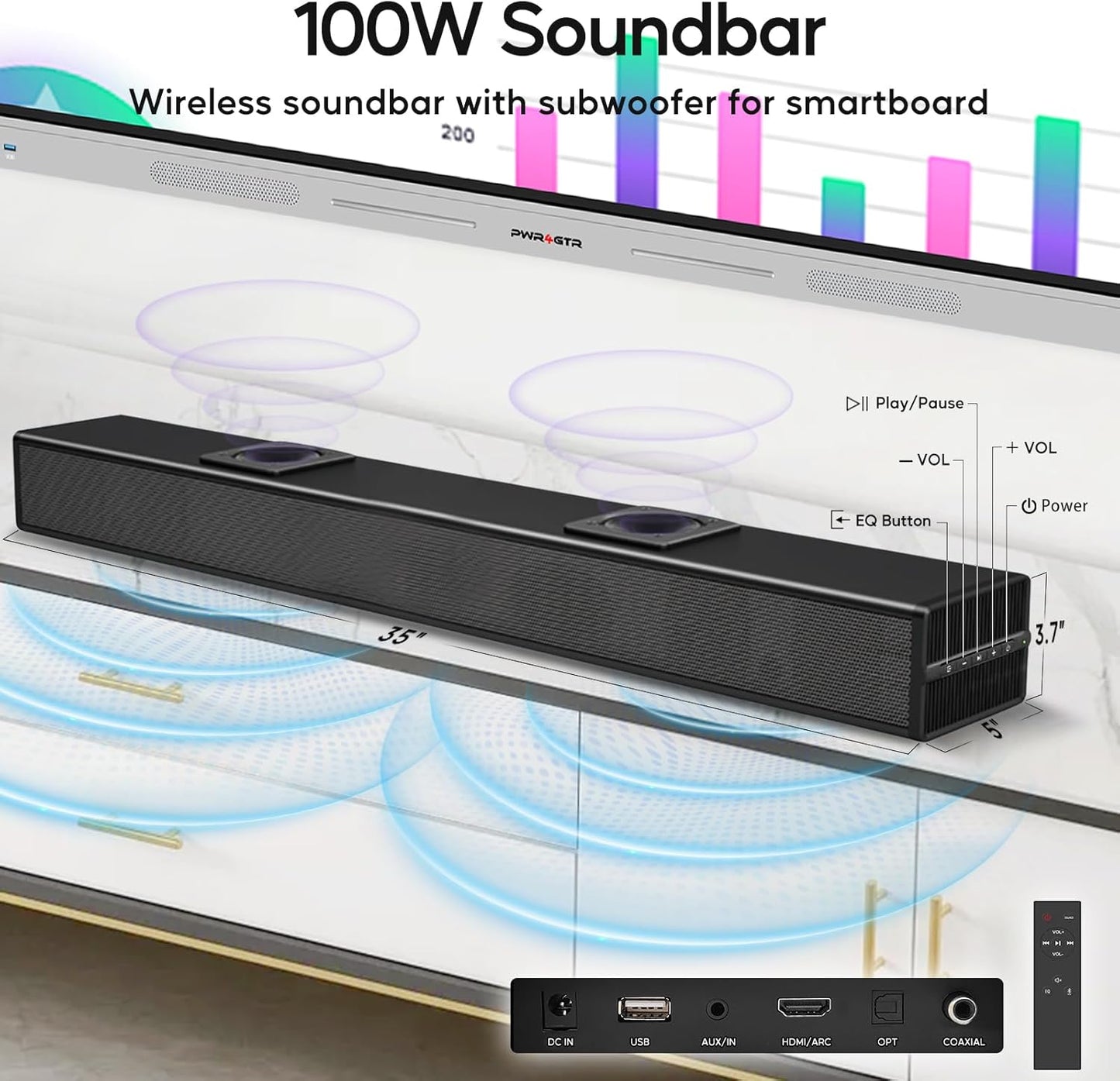 Smart Board, 55 Inch Interactive Whiteboard with 48MP AI-Tracking Camera, 100W Soundbar, Android 14 8+128GB 4K UHD Touchscreen Digital Whiteboard for Classroom Home Office (Wall Mount Included)