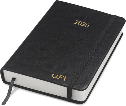 Wykeham's Executive 2026 Daily Journal Planner – US Public Holidays & Format – Customization Available (Personalized Black, 6”×4.5”)