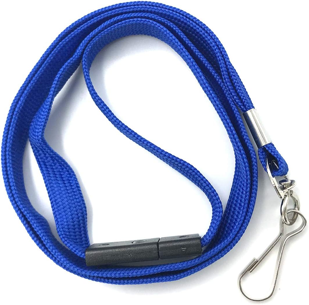 Bird Fiy Lanyards Safety Blue Lanyards Neck Flat Premium Breakaway Badge Lanyard with J-Hook for ID Nametag Badge Holder (Blue, 50 PCS)