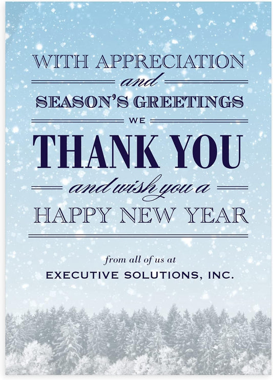 Let's Make Memories Personalized Business Christmas Cards with Envelopes - Premium Quality - 5x7-2025 Holiday Cards & White Envelopes - Snowy Skies - 150 ct