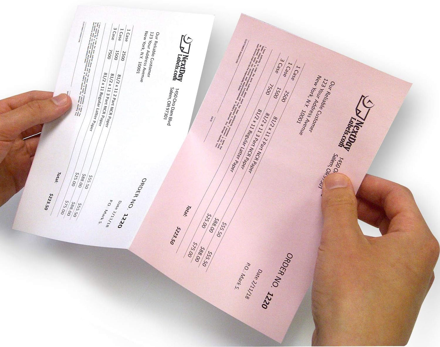 NextDayLabels - Pack of 500 Sheets 8-1/2 x 11" 2 Part Perforated Paper, Great for Invoices, Receipt, Statement etc. (White/Pink)