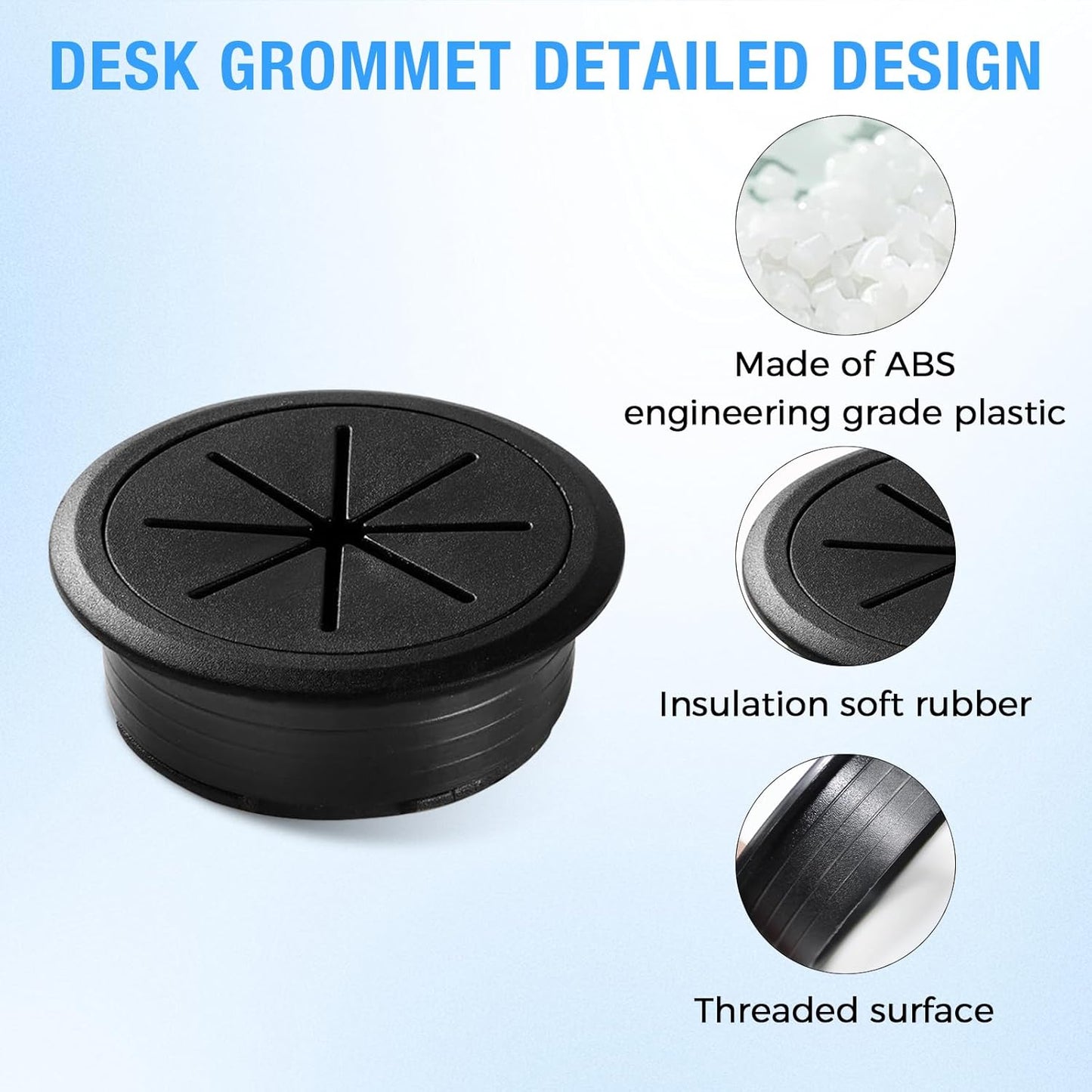 Desk Grommet 2" (50 mm), Desk Hole Cover for Cables Coffee, Cable Grommet ABS Plastic, Desk Hole Grommet for Office and Home Table Cable, Detachable & Flexible Cable Cord Organizer-8 Pcs