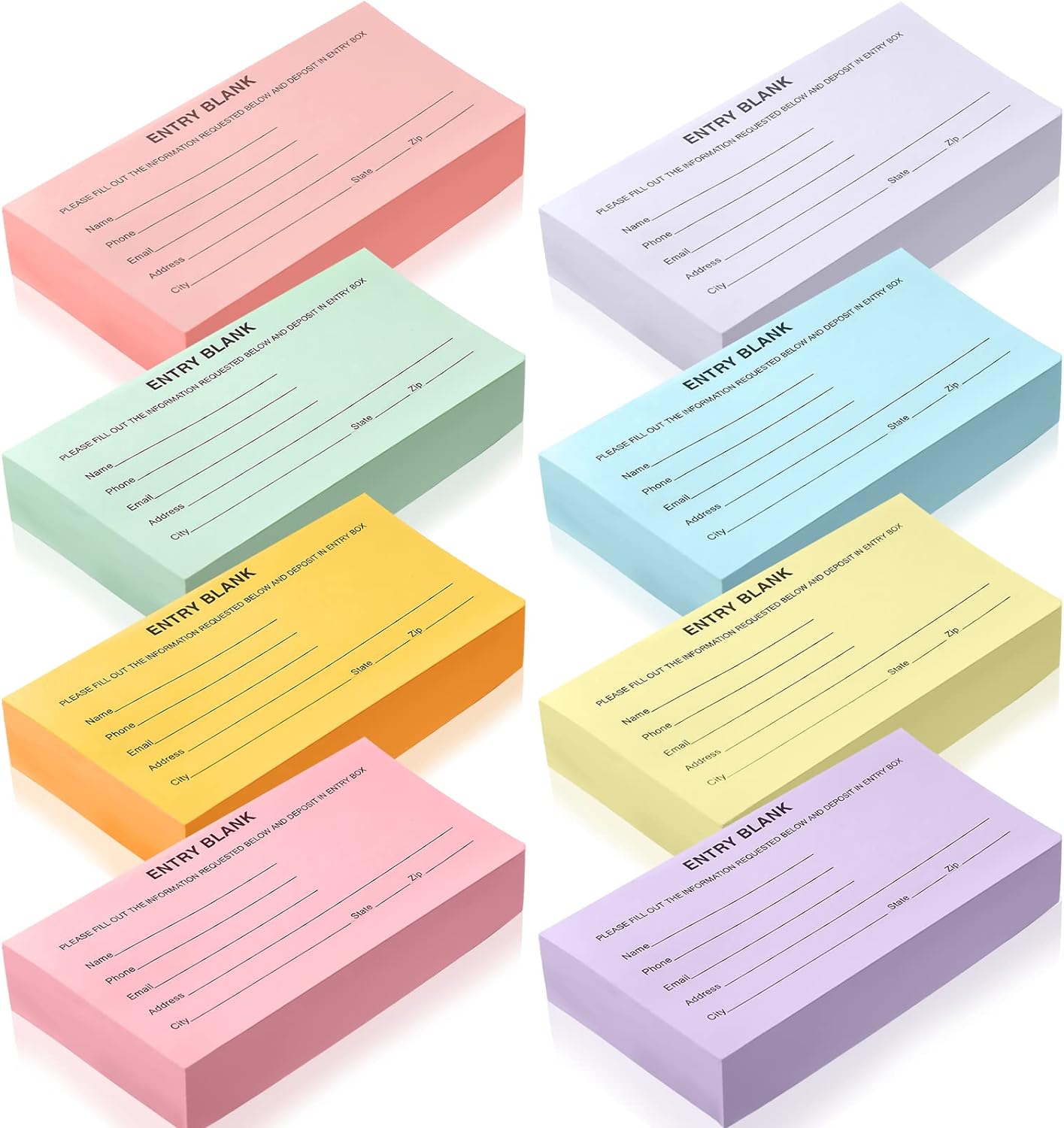 Kosiz 2000 Raffle Ticket Sheet 8 Pad 5.24" x 2.76" Enter to Win Blank Entry Form for Contest Collect Name Phone Number Email Address for School Event Ballot Network Marketing(Multi Color)