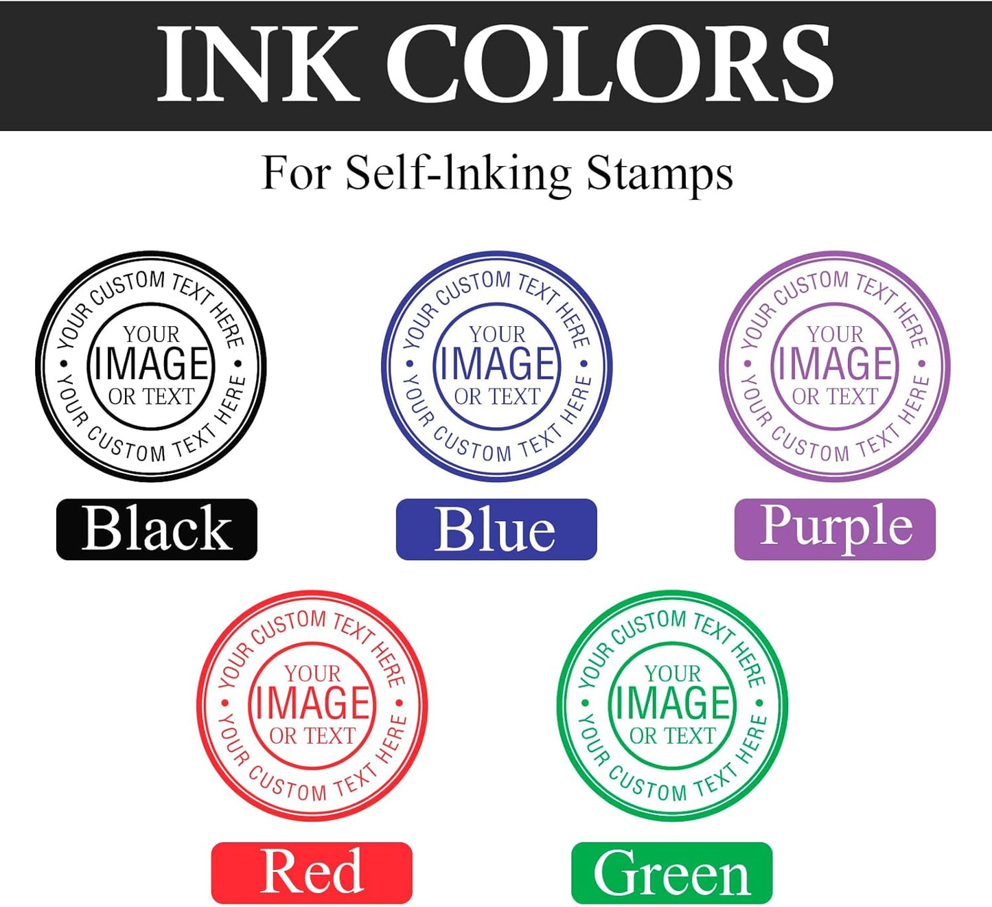 Custom Stamps for Business | Custom Logo Stamp | Personalized Self Inking Stamp Customized Business Logo Text Rubber Stamper, 4 Sizes/5 Color Options (1.2-inch)