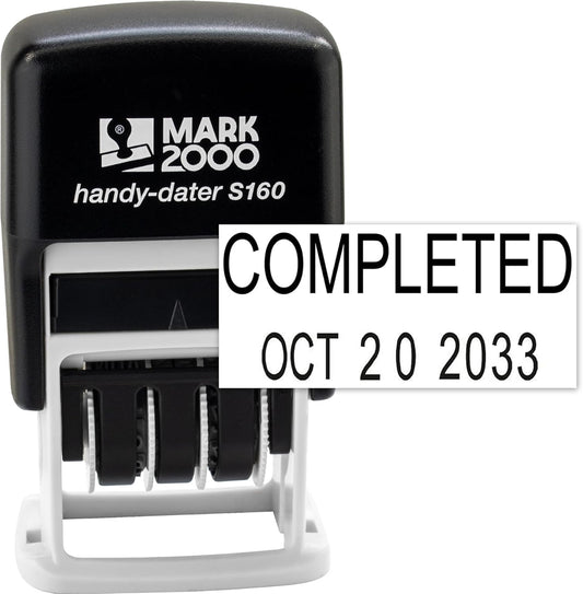 Mark 2000 Self-Inking Rubber Date Office Stamp with Completed Phrase & Date - Black Ink (Handy-Dater S160), 12-Year Band