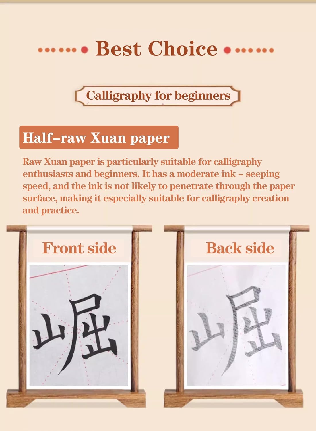 Chinese Calligraphy Paper with Grid, 100 Sheets, White Rice Paper for Brush Writing, Xuan Paper,Calligraphy Practice Paper for Beginners (White, Grid-5cm)
