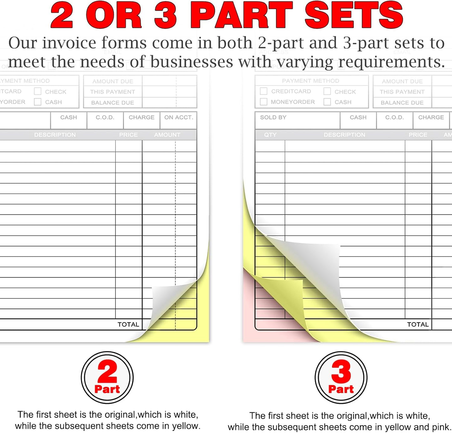 Custom Invoice Book for Small Business,5.5 x 8.5 Inches Invoice Receipt Book, 2-Part Carbonless Forms, Personalized Company Name, Address, Phone Number