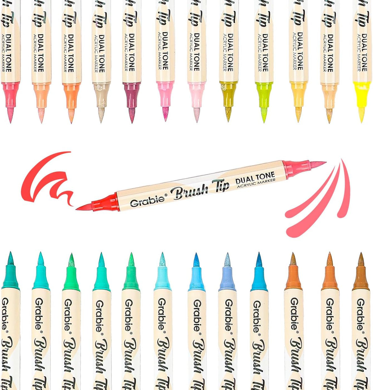Grabie 72 Colors Acrylic Paint Markers, Soft Brush Tip Acrylic Markers Set, Paint Pens for Wood, Fabric, Canvas, Glass, Stone, Canvas, Rock Painting and DIY Crafts Art Supplies, Set of 36