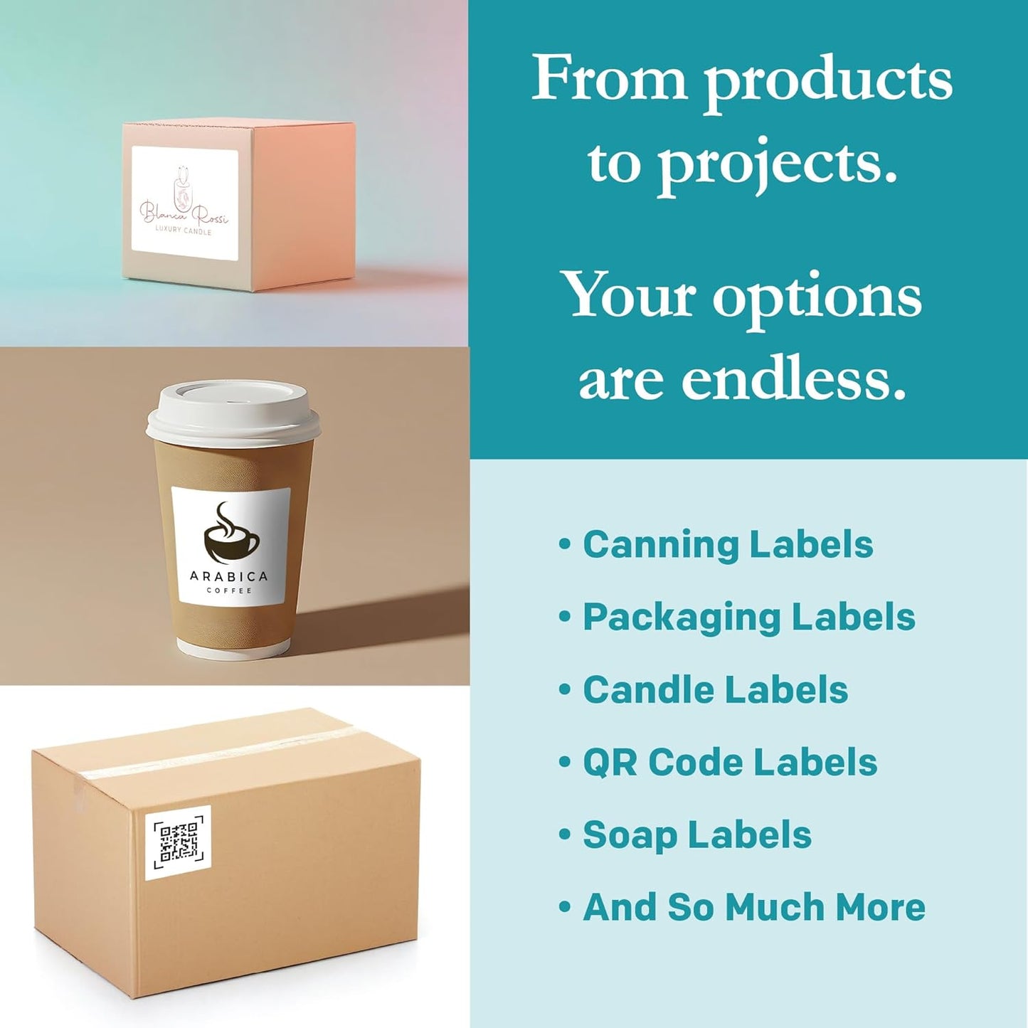 Premium Label Supply White Sticker Square Labels – 3" x 3" – Laser/Inkjet Compatible – (6 per Sheet), 100 Sheets – 600 Total Adhesive Labels