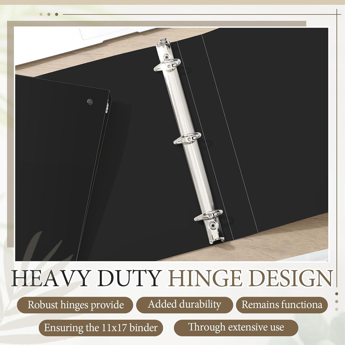 8 Pcs 11 x 17 Inch 3 Ring Binders 2 Inch Rings Heavy Duty View D Ring Binders Economy Holds 11" x 17" Paper for Artwork Blueprints, Office, Home, Work Places(Black)