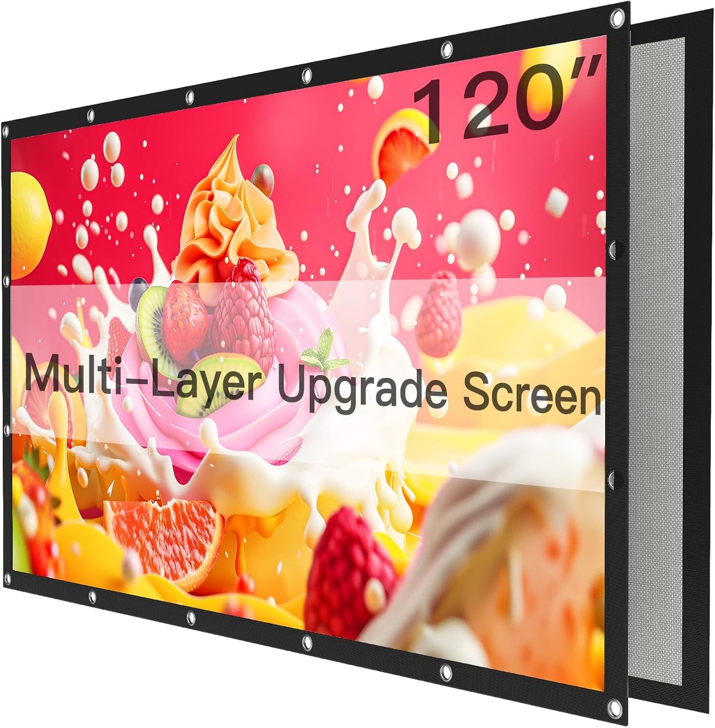 Pipishell 120 Inch 3-Layer Upgraded Projector Screen,16:9 4K UHD Outdoor Movie Screen, Foldable & Hand-Washable,Portable Projector Screen for Backyard Movie Nights,Home Theater Movie,and RV Camping