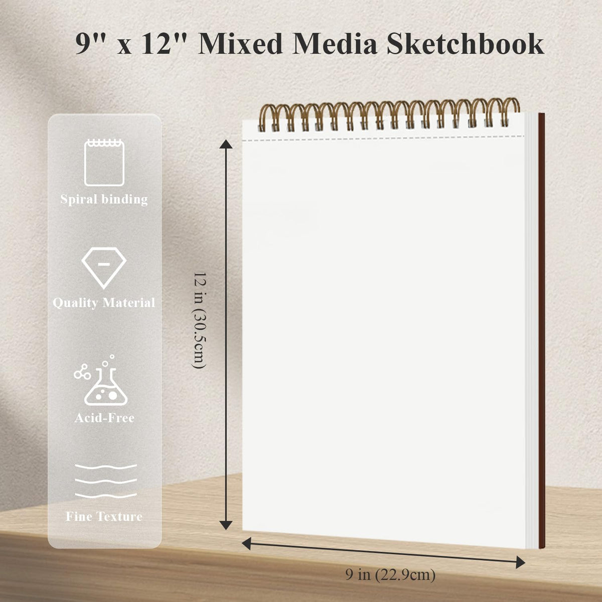 Mixed Media Sketchbook 9" x 12" - Multimedia Sketchbook Hardcover, Spiral Bound, 60 Sheets 98lb/160gsm Mixed Media Paper, Watercolor Sketchbooks for Artist Supplies, Painting, Drawing & Art Supplies.