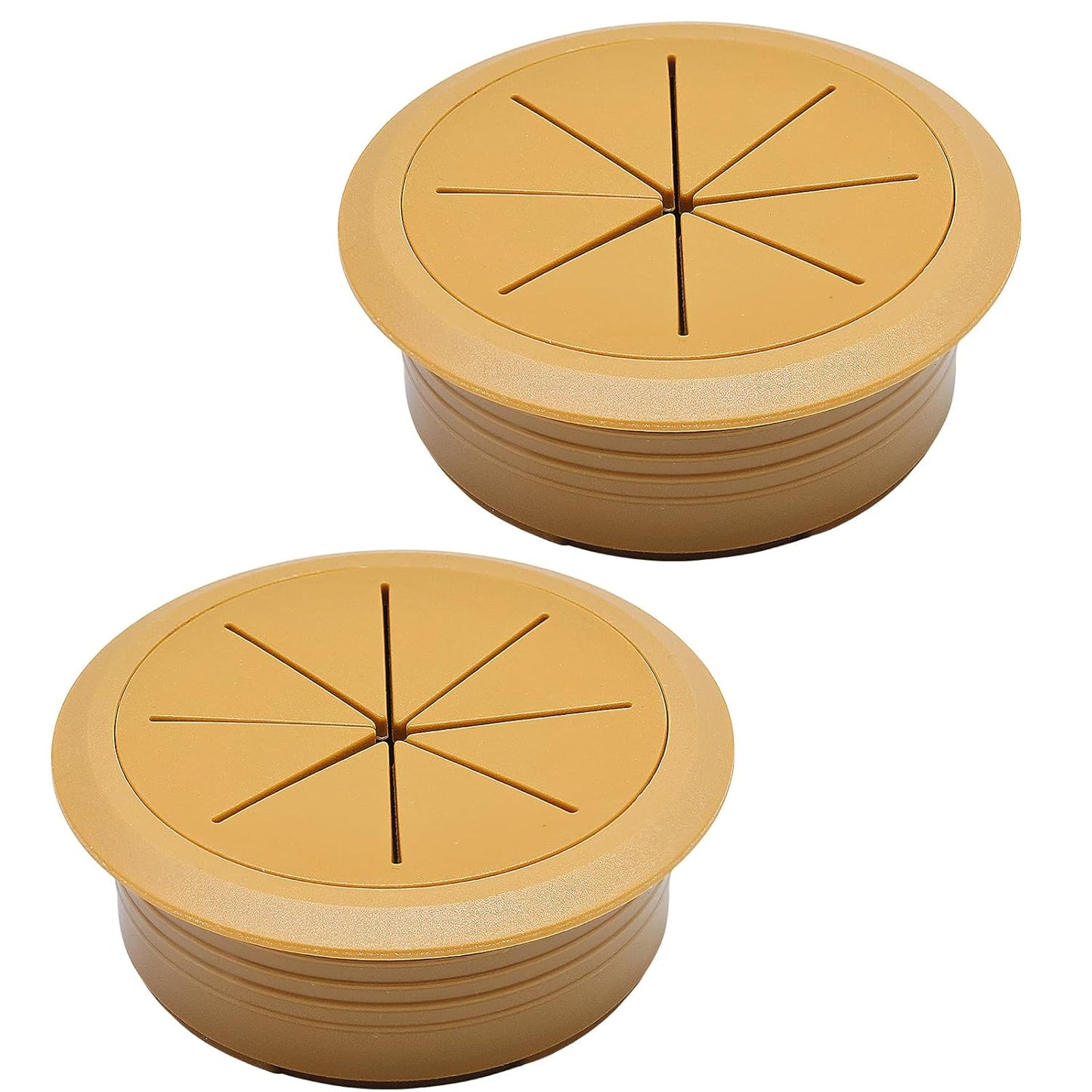 Desk Grommet 2-1/16" (53 mm), Desk Hole Cover for Cables Brown, Cable Grommet ABS Plastic, Desk Hole Grommet for Office and Home Table Cable, Detachable & Flexible Cable Cord Organizer-2 Pcs