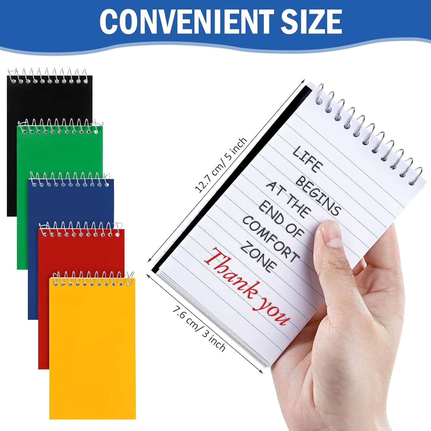 50 Pieces Spiral Memo Pads Bulk 3 x 5 Inch Small Note Pads Top Bound Lined College Ruled Paper Mini Notepad Pocket Spiral Notebooks for School Office Home Supplies, 75 Sheets (Bright Colors)
