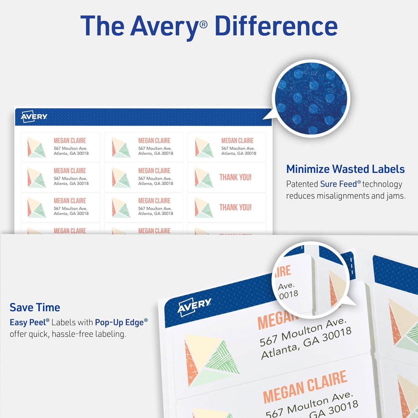 Avery Easy Peel Printable Address Labels with Sure Feed, 1" x 2-5/8" Customizable Stickers, White, 3,750 Blank Mailing Labels, Great for Mailing, Shipping, and More (5-Pack of 5260)