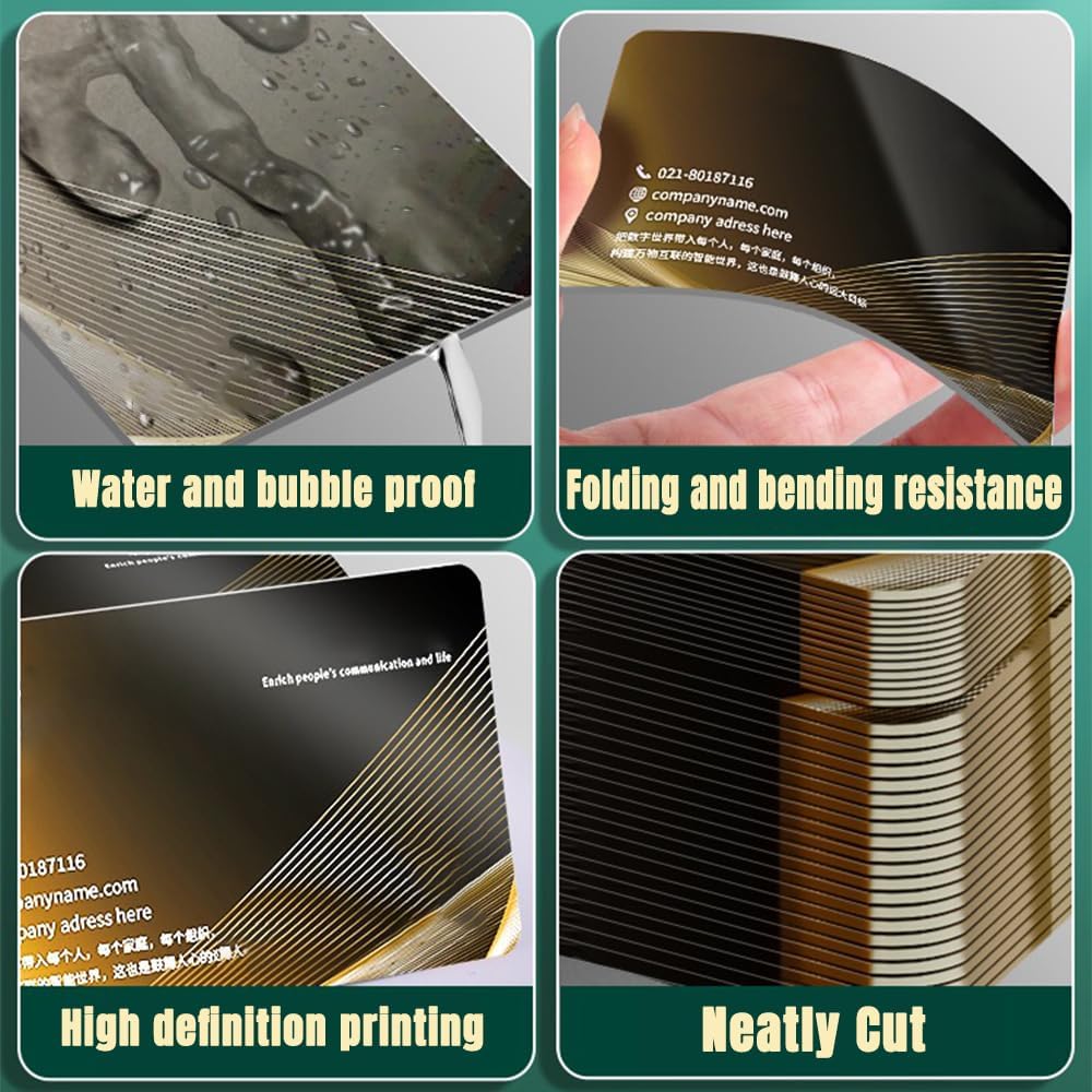 Custom Business Cards PVC Waterproof Add Photo/Text/Logo Print Your Own Business Cards Personalized Double-sided Printed Glossy Matte Frosted 0.76mm Thickness -100pcs