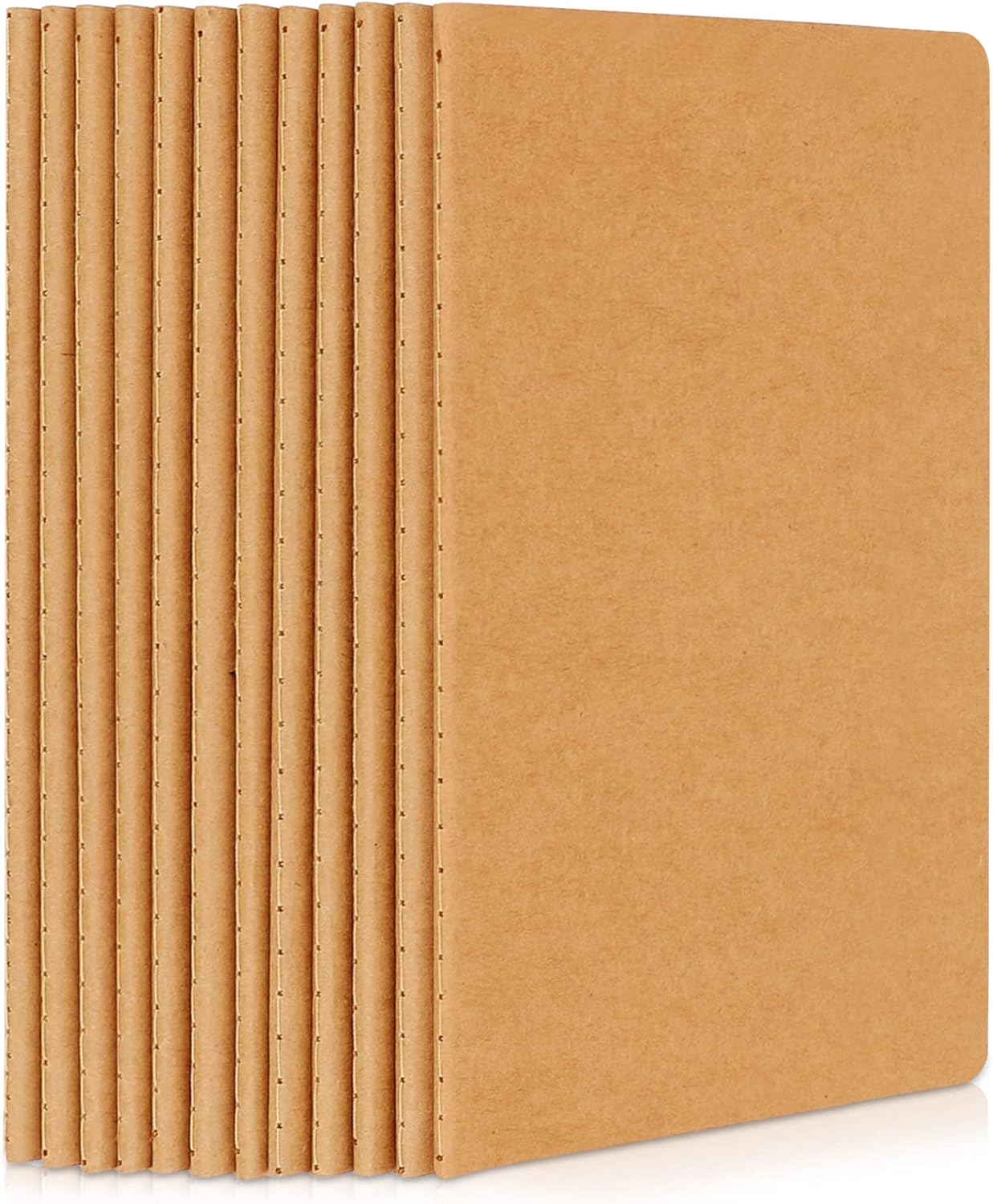 EUSOAR Blank Page Notebook, 12pcs A5 5.5"x8.3" 60 Pages Soft Cover Kraft Ruled Subject Journal Notebooks, Writing Note Pads Sketchbook Memo Composition,for School Office College Work Note Taking Diary
