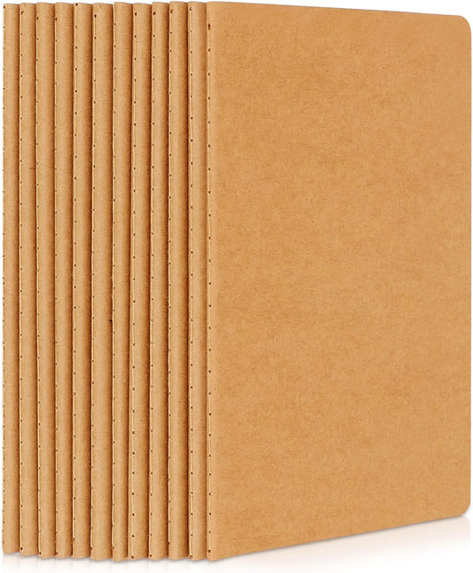 EUSOAR Blank Page Notebook, 12pcs A5 5.5"x8.3" 60 Pages Soft Cover Kraft Ruled Subject Journal Notebooks, Writing Note Pads Sketchbook Memo Composition,for School Office College Work Note Taking Diary