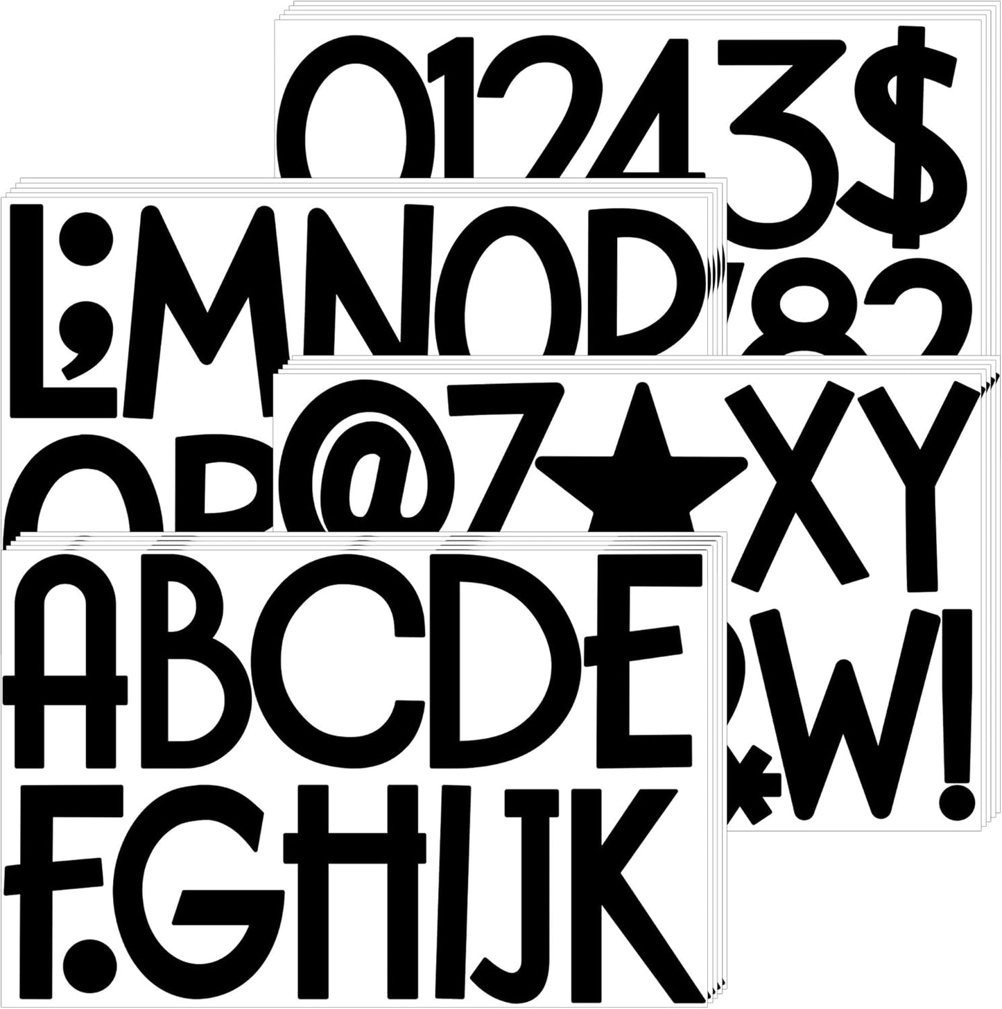 240Pcs Bulletin Board Letters 20Sheets Letter Stickers Vinyl Alphabet Stickers Mailbox Numbers Self Adhesive Waterproof Large Sticker for Bulletin Board Scrapbook Classroom Address Decor(Black,3Inch)