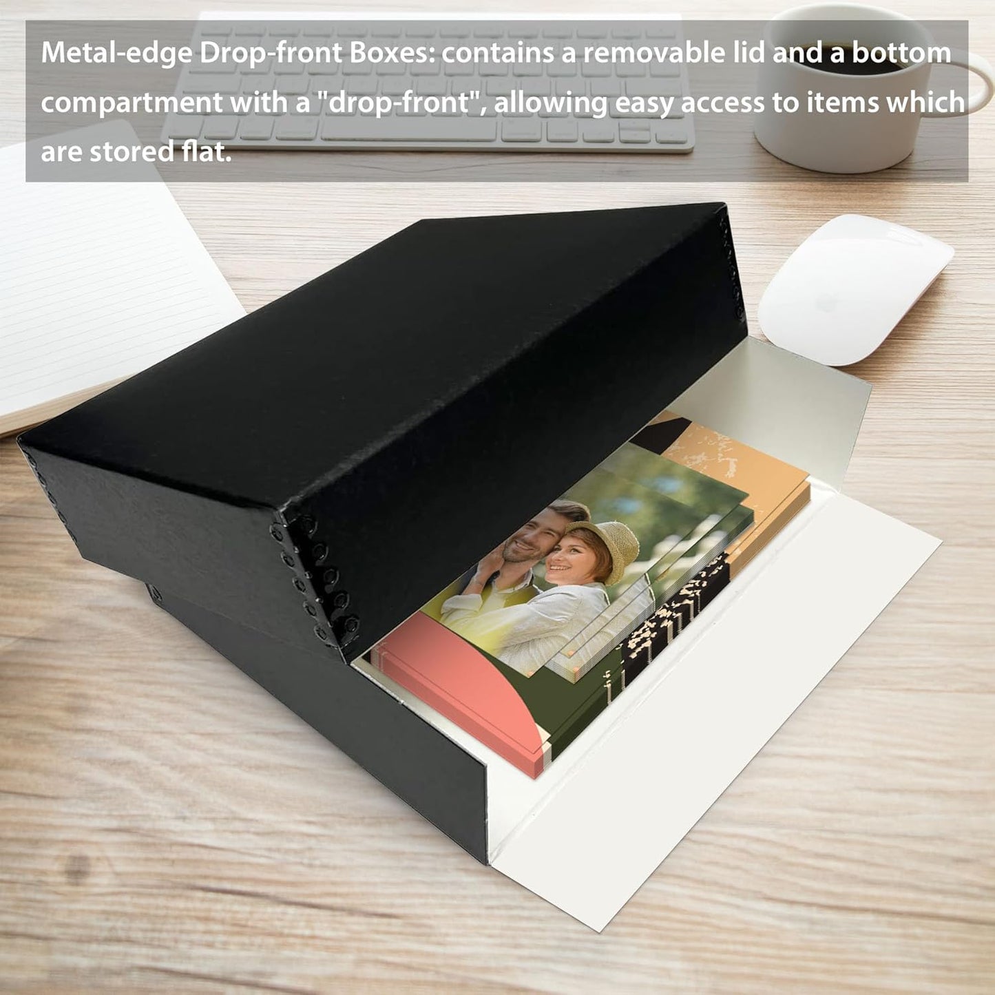 Golden State Art, Acid-Free Archival 13x19 Inches Metal Edge Drop Front Museum Photo Storage Box, Preserve Documents, Prints, Pictures, Photographs, Arts And Crafts, Black