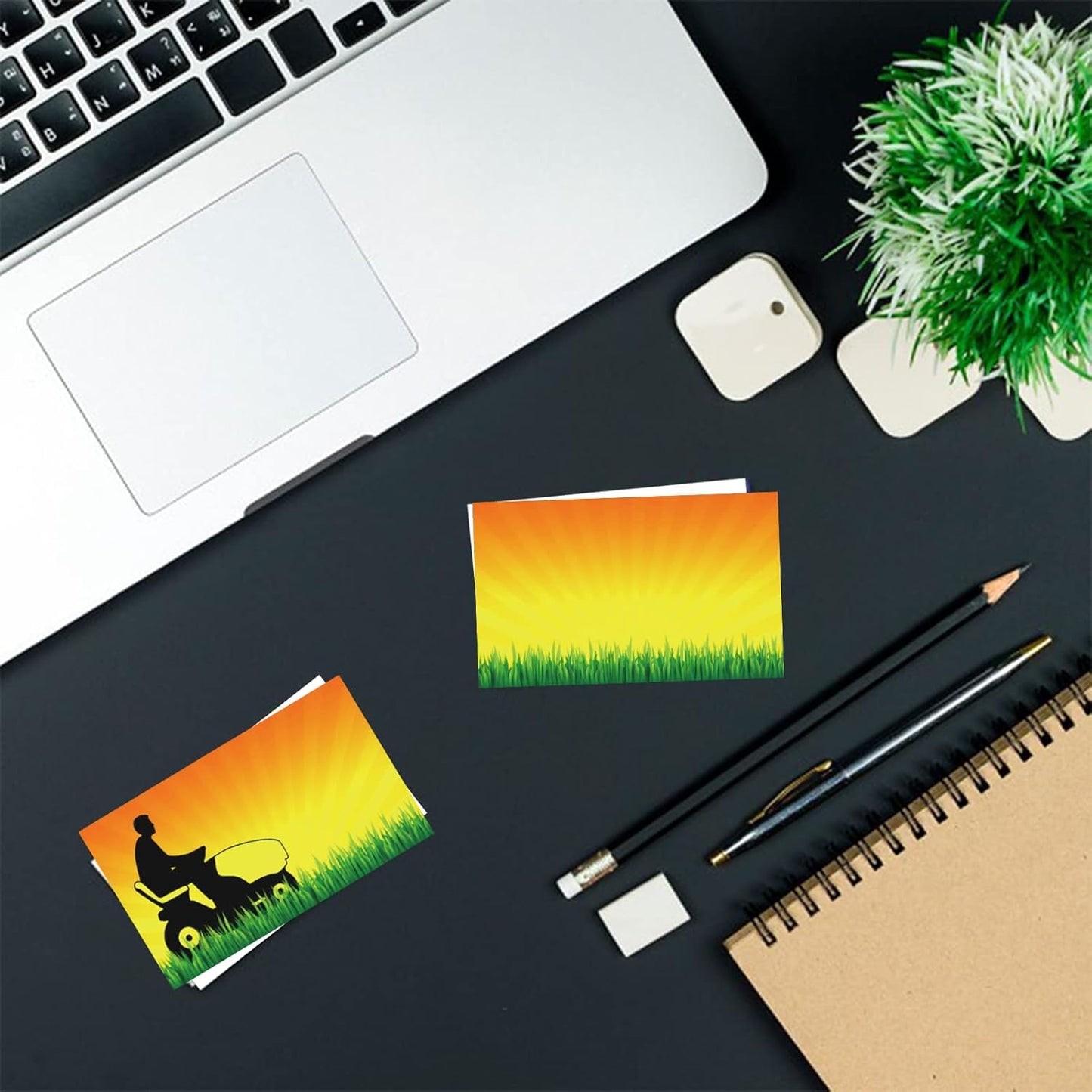 Custom Business Cards Personalized Business Cards for Small Business 300gsm Matte Paper Front & Back Sides Printed 3.5" x 2" - Lawn Care Template