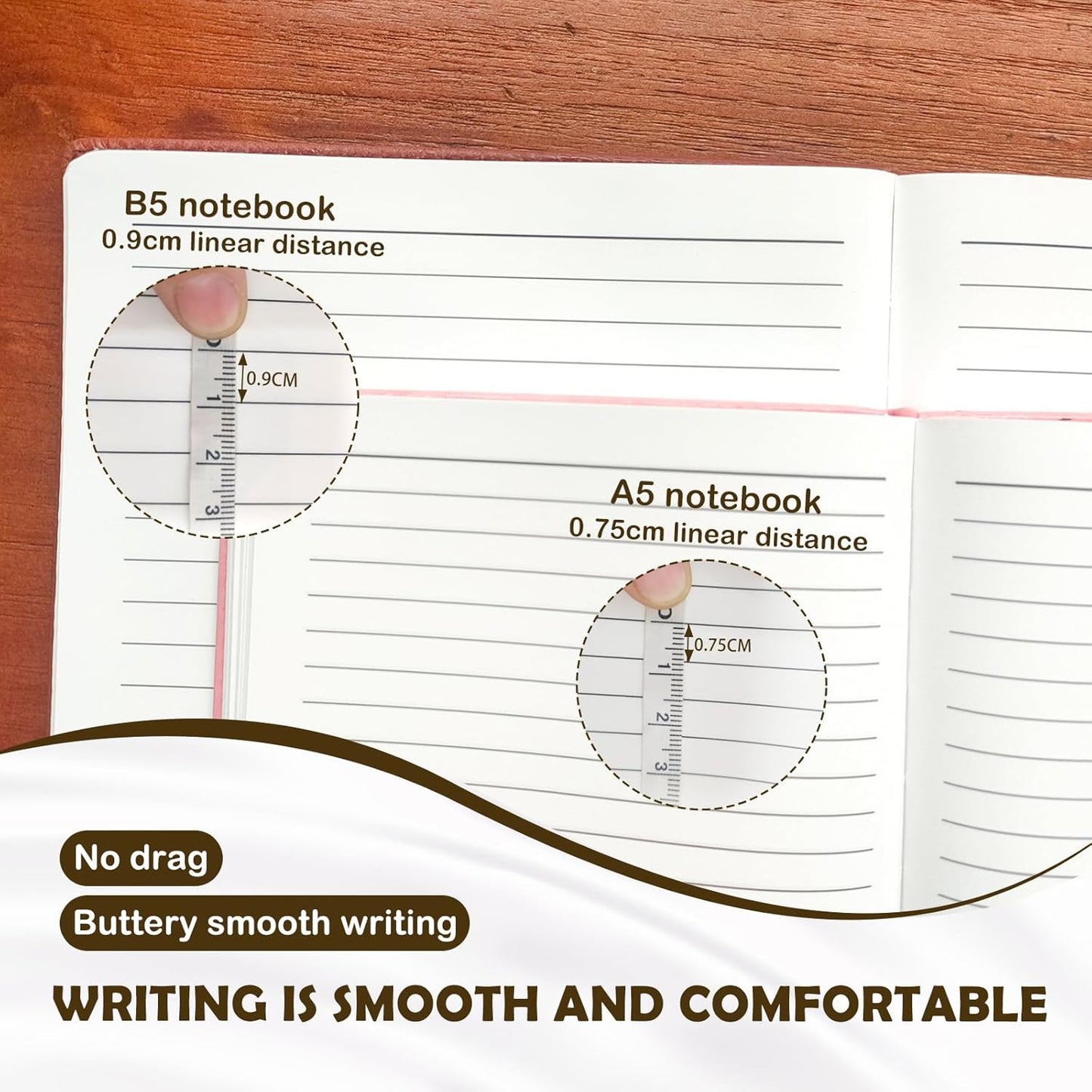 Stone Paper Notebook for Women Men, A5 Waterproof Notebook Hardcover Executive Journal, Ruled Notebooks for Writing, Business, Work ＆ School, 160 Pages Notebook with Gift Box (A5 Pink)