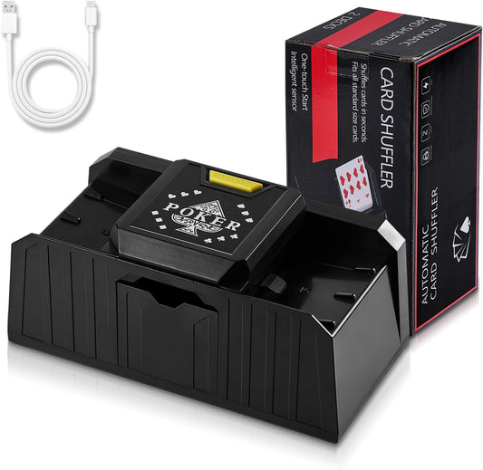 Quiet Automatic Card Shuffler 2 Deck,USB/Battery Operated Electric UNO Poker Shuffler,Playing Card Shuffler for Home Card Game,Travel