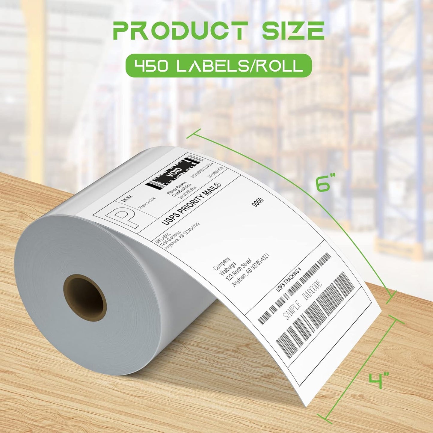 MFLABEL® 10 Rolls of 450 Labels 4x6 Direct Thermal Shipping Labels for Zebra 2844 ZP-450 ZP-500 ZP-505