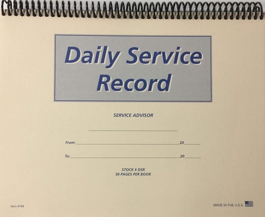 Daily Service Record Book - 50 Sheets/Book (W9)