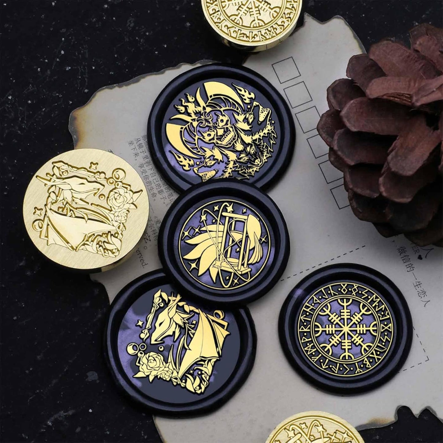 Helm of Awe Wax Seal - Vintage Norse Mythology Magic Sealing Wax Stamp, Wiccan Ceremony Protector Stamp for Envelopes Letters Handicraft DIY and Creative Gifts